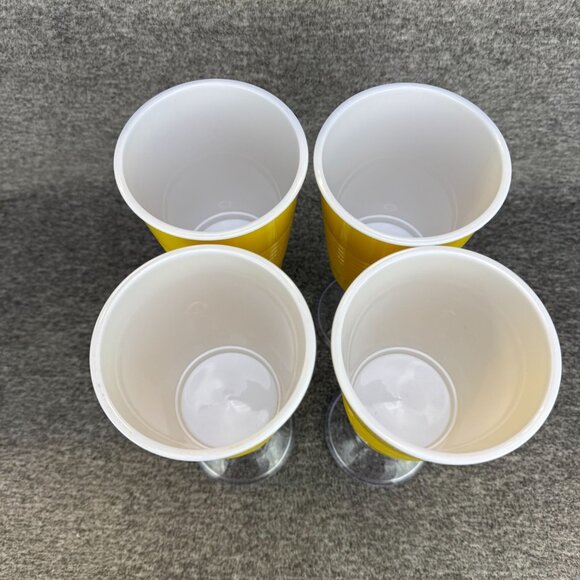 ✅Set Of 4 Yellow Solo Stem Cups Hard Plastic Vintage -16oz Each, 9" Tall - Picture 3 of 4